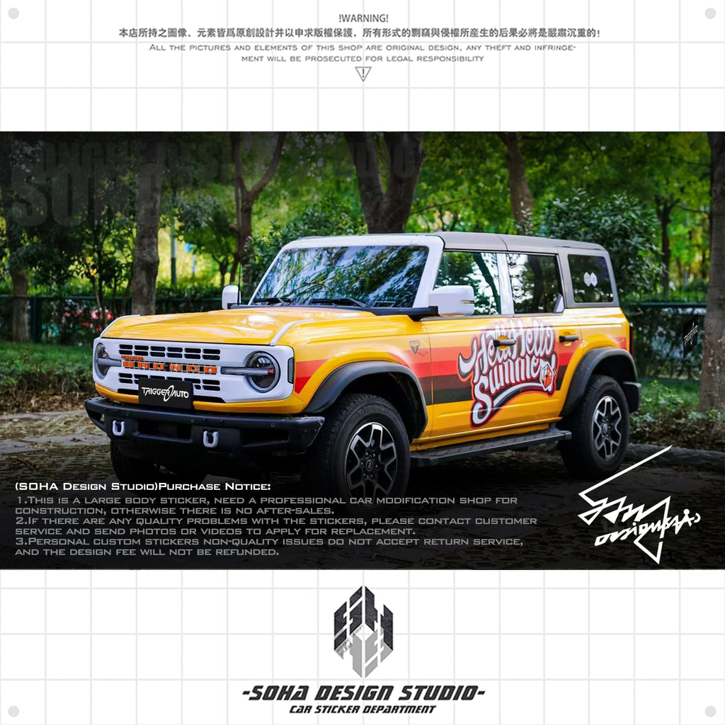 Ford Bronco Sticker "Hello Hello Summer"(Contact for other models)