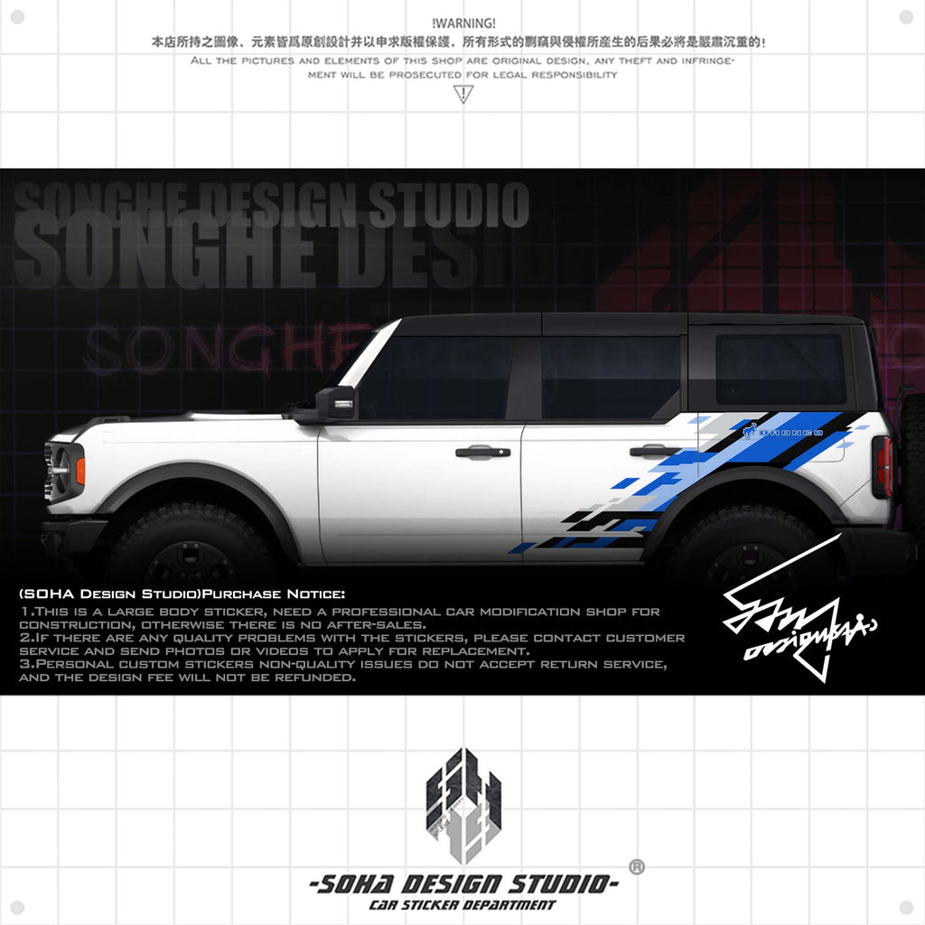 Ford Bronco Raptor Sticker（black/blue）